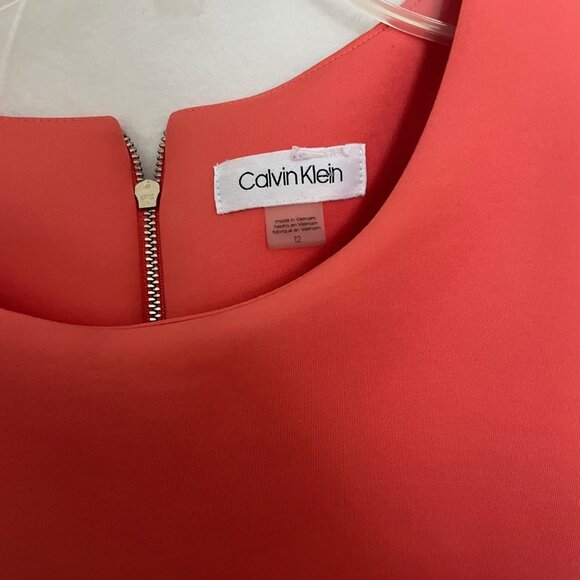 NWOT Calvin Klein Cold Shoulder Sheath Dress, Coral, Size 12 - Picture 4 of 7
